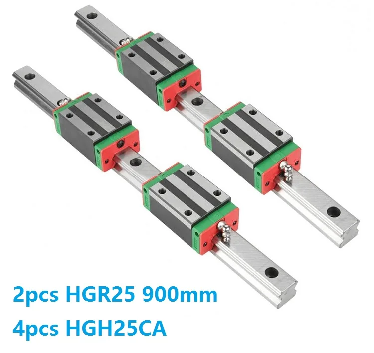 

China Made 2pcs Linear Guide Rail HGR25 -L 900MM + 4pcs HGH25CA Or HGW25CC Linear Block Carriage CNC Router Parts