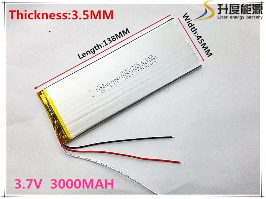 

Free shipping Polymer battery 3000mah 3.7V 3545138 smart home MP3 speakers Li-ion battery for dvr,GPS,mp3,mp4,cell phone,speaker