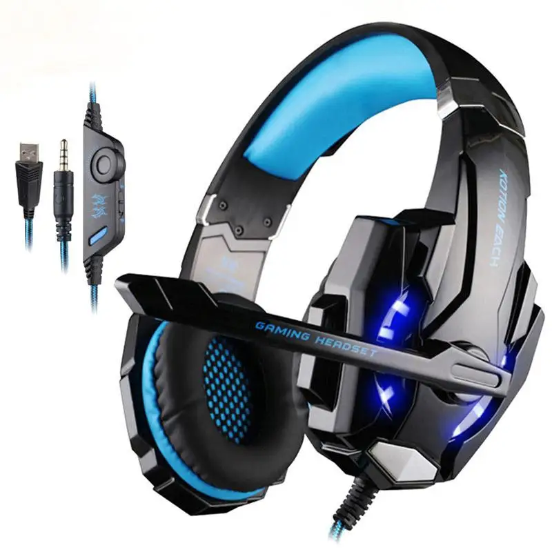 cheap For PlayStation PS4 Tablet PC Laptop G9000 3.5mm Gaming Headphones Adjustable Game Headset With LED Light Microphone