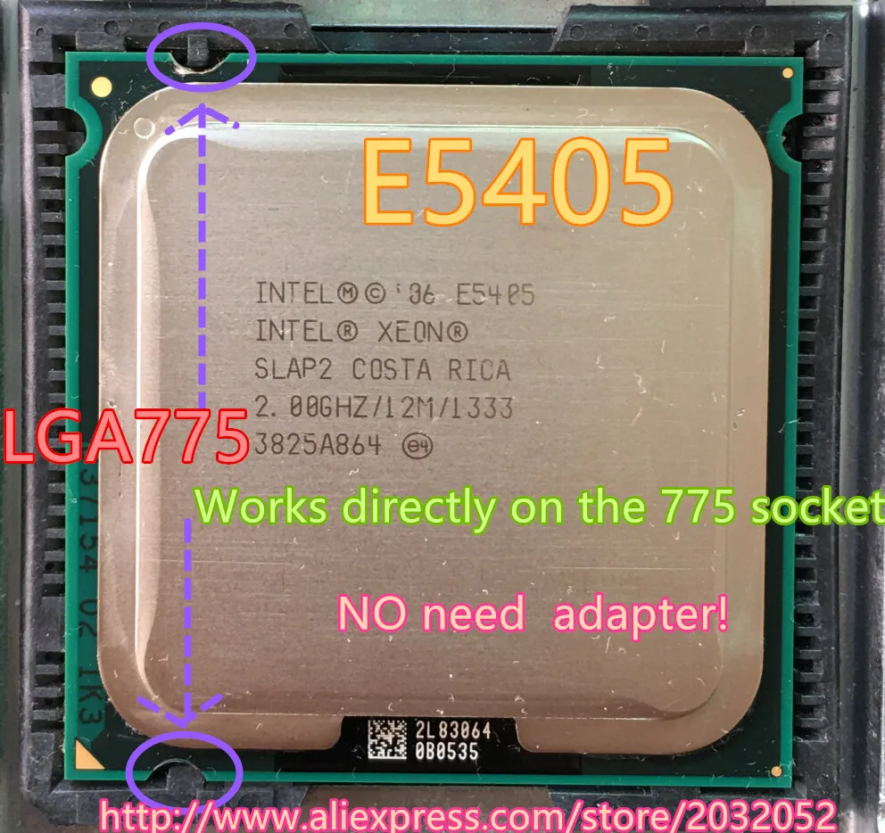 

lntel Xeon E5405 2.0GHz/12M/1333Mhz/CPU equal to LGA775 Core 2 Quad Q8200 CPU,(works on LGA775 mainboard Free)