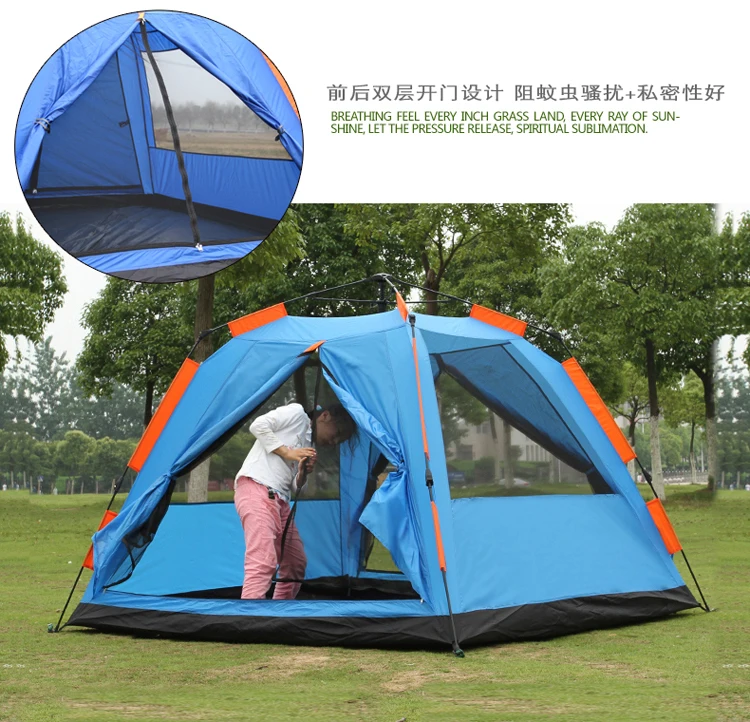 Высокое качество двухслойный 3-4person один зал одна спальня водонепроницаемый ветрозащитный палатка