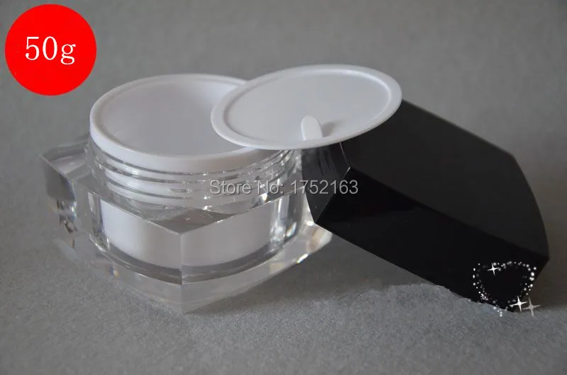wholesale 50G Jars square black caps Acrylic cream Bottles,Cream jars, cosmetic jars, cosmetic