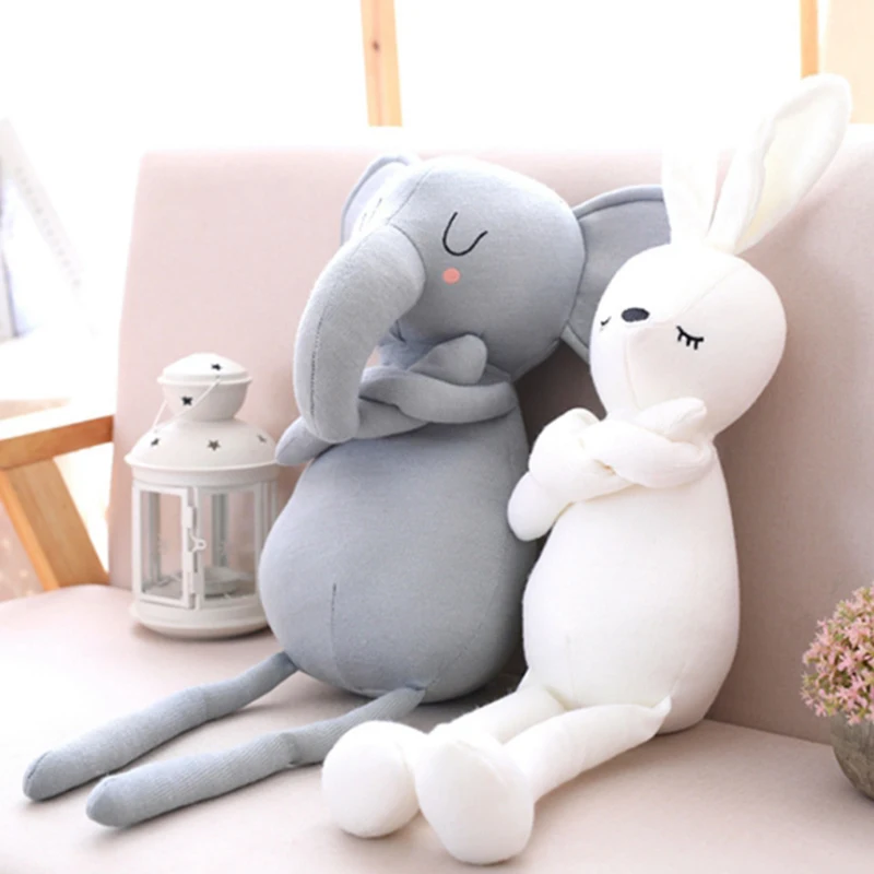

50CM Kids Elephant Rabbit Plush Toy Stuffed Animal Doll Bunny Fluffy Cushion Soft Wool Doll Kid Partner Birthday Christmas Gift