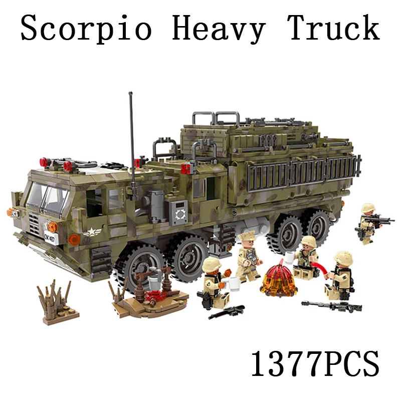 

Legoed city Lepins World War Military Army Scorpio Heavy Truck Building Block Bricks Toys LegoINGLY Model kits gift for children
