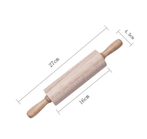 Профессиональная Скалка, резиновый деревянный валик для теста, 3 разных размера - Цвет: 27 x 4.5cm