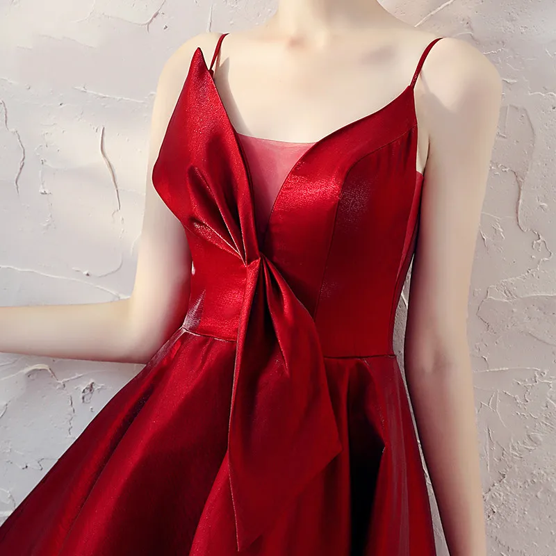SSYfashion New Satin Simple Cocktail Dresses Banquet Elegant V Neck Sleeveless Knee-length Formal Party Gowns Robe De Soiree
