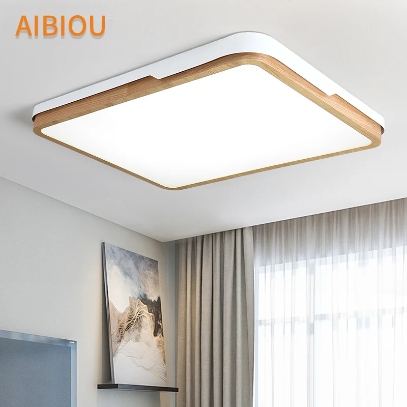 

AIBIOU Square LED Ceiling Lights For Living Room Surface Mounted Ceiling Lamp Wood White Luminaire Metal Bedroom Lights Fixture