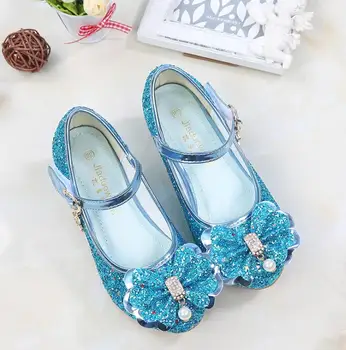 

Children Princess Shoes for Girls Sandals High Heel Glitter Shiny Rhinestone Female Party Dress Shoes Silver Pink Gold