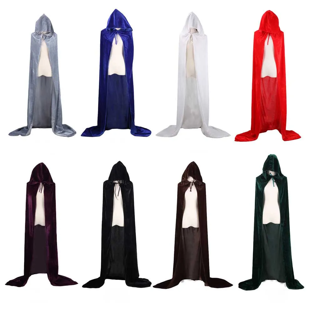 Medieval Hooded Cloak Cosplay Long Robe Halloween Adult Wizard Witchcraft Capes