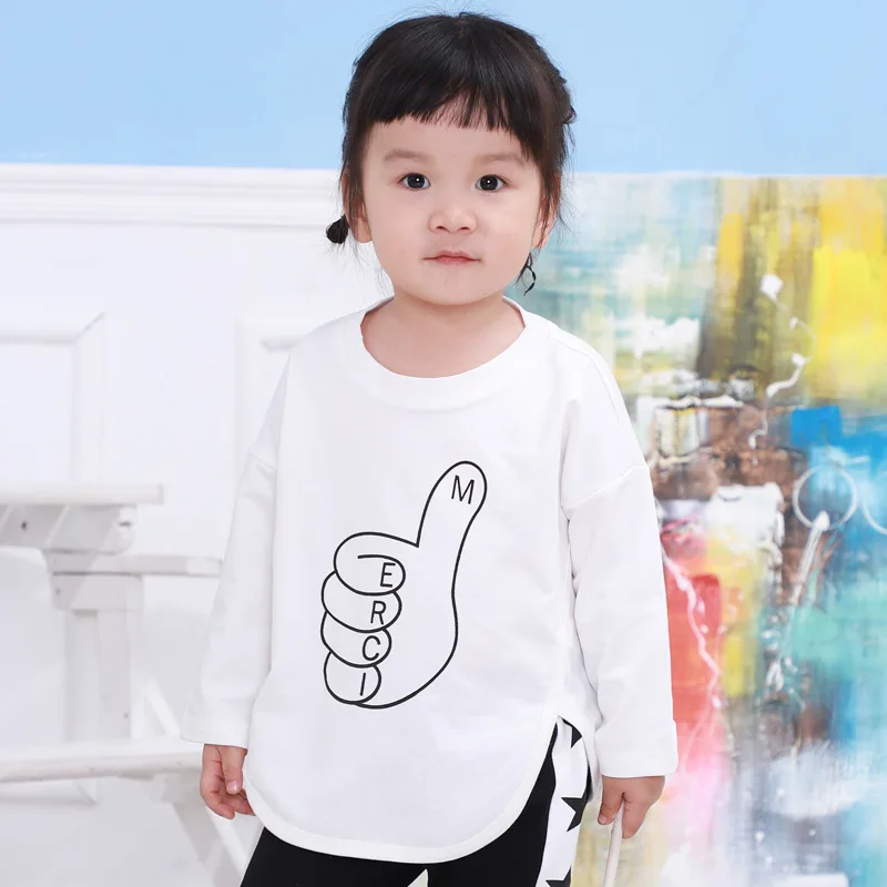 

1-5T girl long sleeve t shirt print thumb best casual cotton o neck t shirt girl