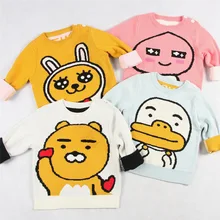 INS/зима в Европе детский свитер одежда с длинным рукавом для мальчиков и девочек с рисунком утки хлопка младенца вязания милый топ 4 стиля