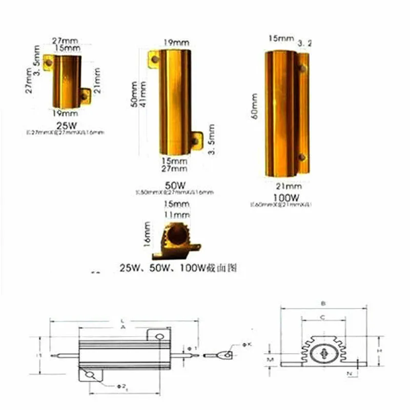 100 Вт 1ом 1R 2ом 2R /4 Ом 4R / 8ohm 8R 10ohm 10R силовой металлический резистор для пробирки amp