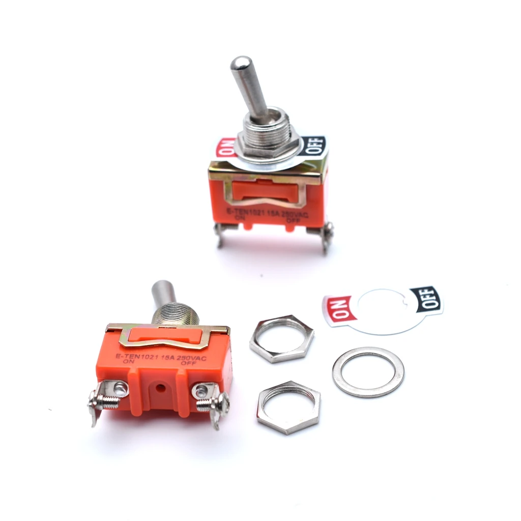 10pcs SPST 2 Terminal AC Toggle Switch 15A 250V Two Feet 2 Feet ON OFF 12mm Smart House Switches