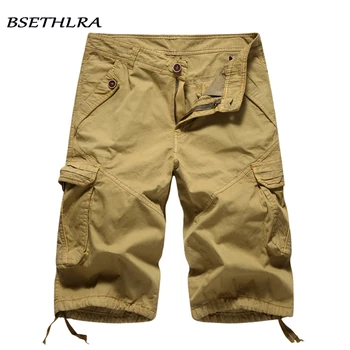 

BSETHLRA 2020 New Shorts Men Summer Casual Style Solid Cargo Shorts Men Cotton Quality Soft Material Military Outwear Men Shorts