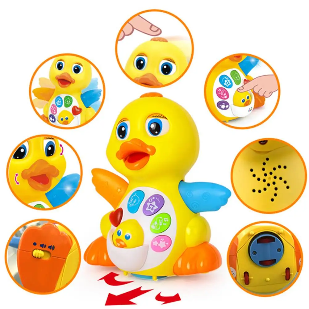 

New Electric Cute Cartoon Swinging Yellow Duck LED Light Music Children Toy Gift