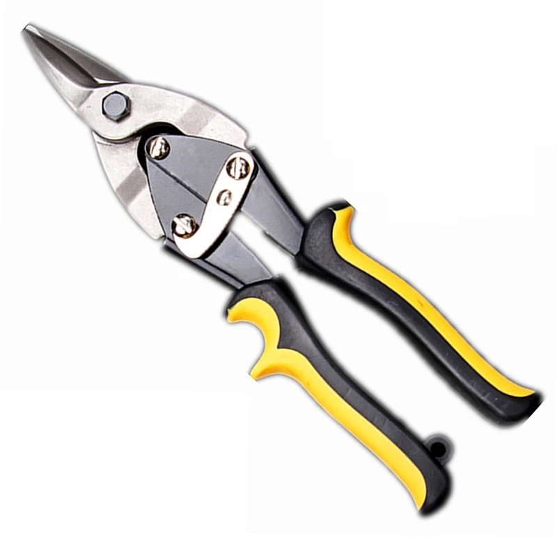 

10 Inch Stainless Steel Scissors Straight Tinplate Snip Aviation Scissors Cutting Shear Tin Snip Tool Color Random