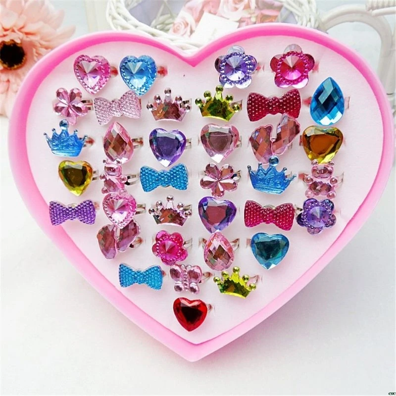 

1 BOX Fancy Adjustable Gem Rings Princess Party Favors Kids Girls Gifts Action Figure Toy