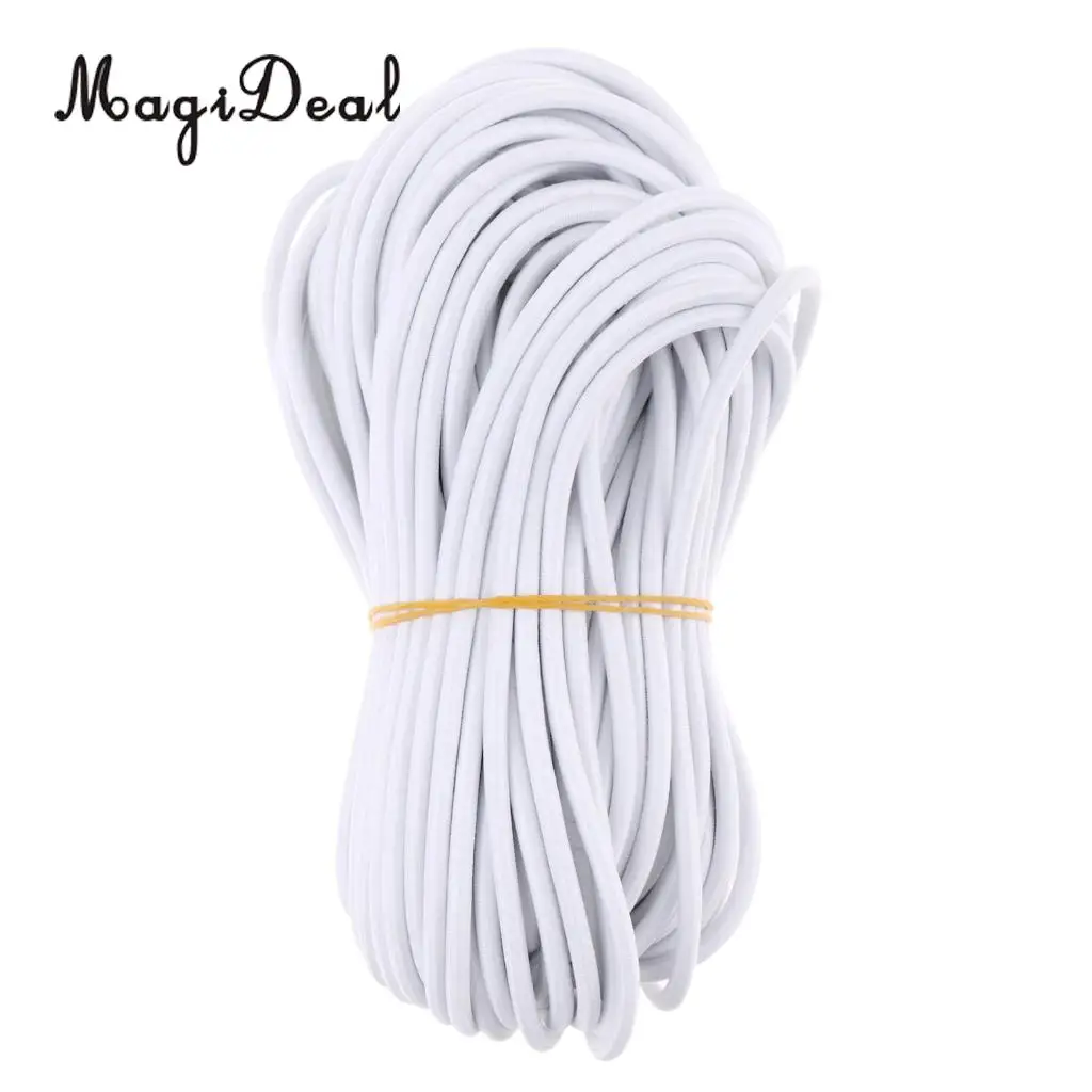 MagiDeal 6mm White Elastic Bungee Rope Shock Cord Tie Down Rack for Marine Boat 50m/30m/20m