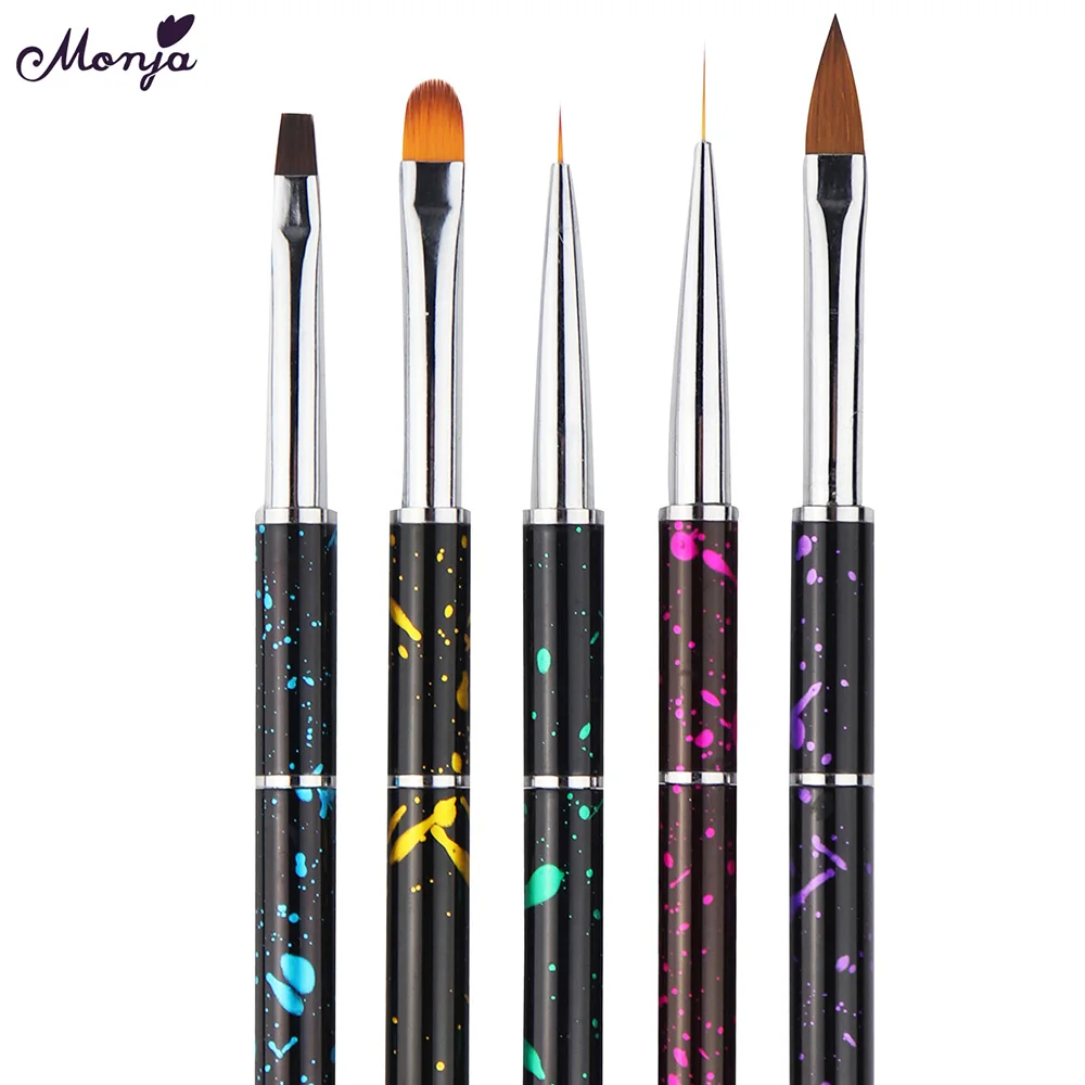 

5PCS Painting Drawing Carving Pen Brush Acrylic For UV Gel Polish Builder Flat Design Tips DIY Nail art Manicure Tools Set