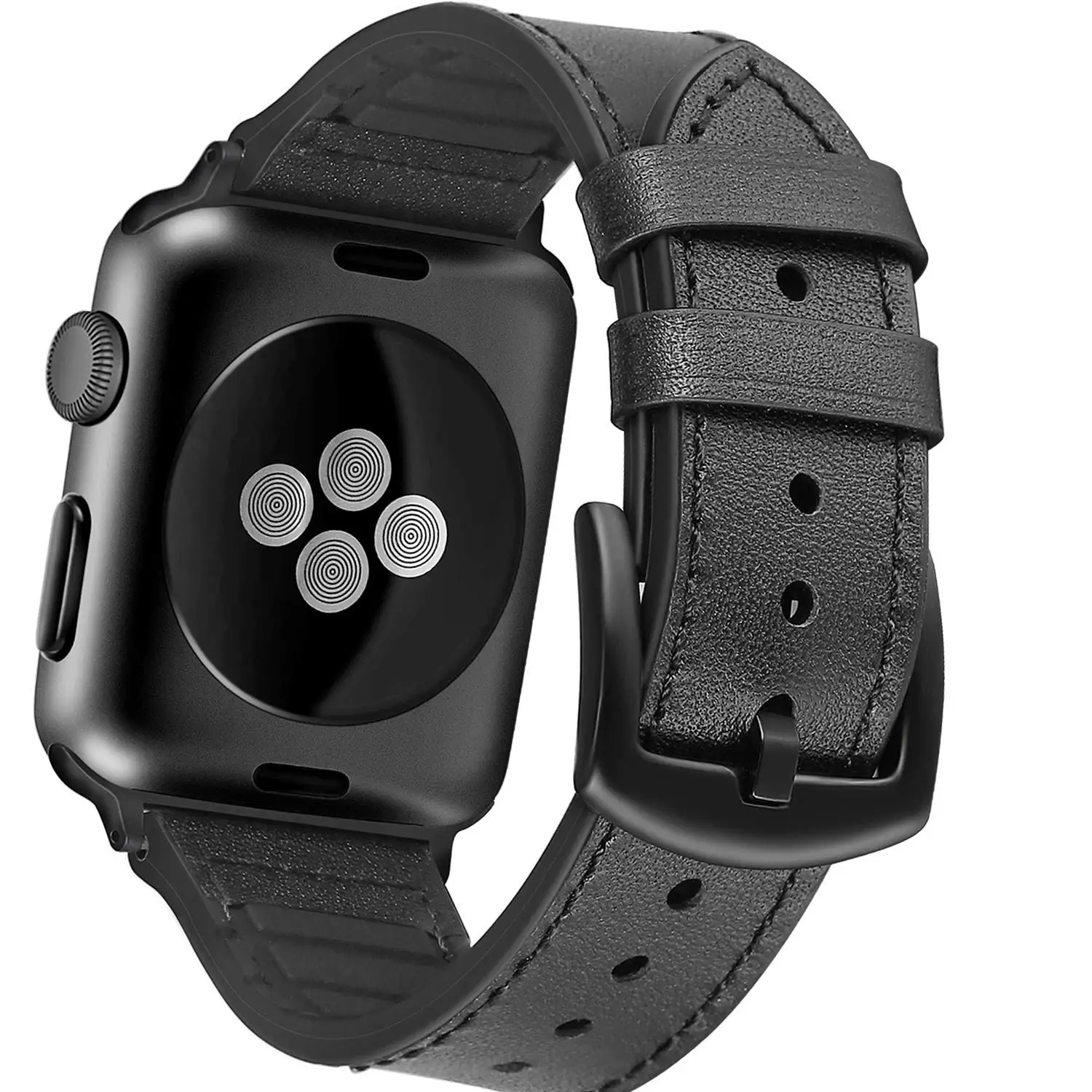 ZLIMSN Гибридный спортивный ремешок для Apple Watch, винтажный кожаный ремешок, сменный ремешок, устойчивый к поту, классический iwatch, серия 4, 3, 44 мм, 42 мм - Цвет ремешка: Black