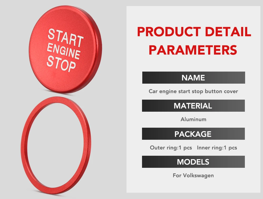 1 шт. кнопка запуска и остановки двигателя из алюминиевого сплава для VW Jetta MK7 Passat B8 Tiguan Magotan