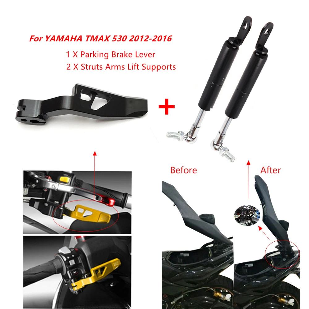

2Pcs Struts Arms Lift Supports Motorcycle Stands and Parking Brake Lever For T-MAX 530 2012 2013 2014 2015