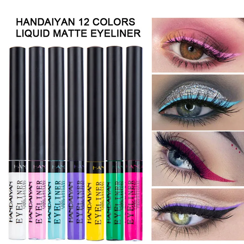 Women 12 Colors Matte Waterproof Liquid Eyeliner Set Smudgeproof Long Lasting Cosmetic MH88