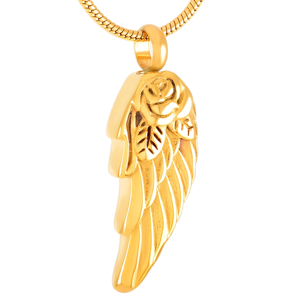 

Fashion Men's Angel Wing Cremation Urn Necklace for Ashe Holder Stainless Steel Ashes Keepsake Pendant Memorial Jewelry