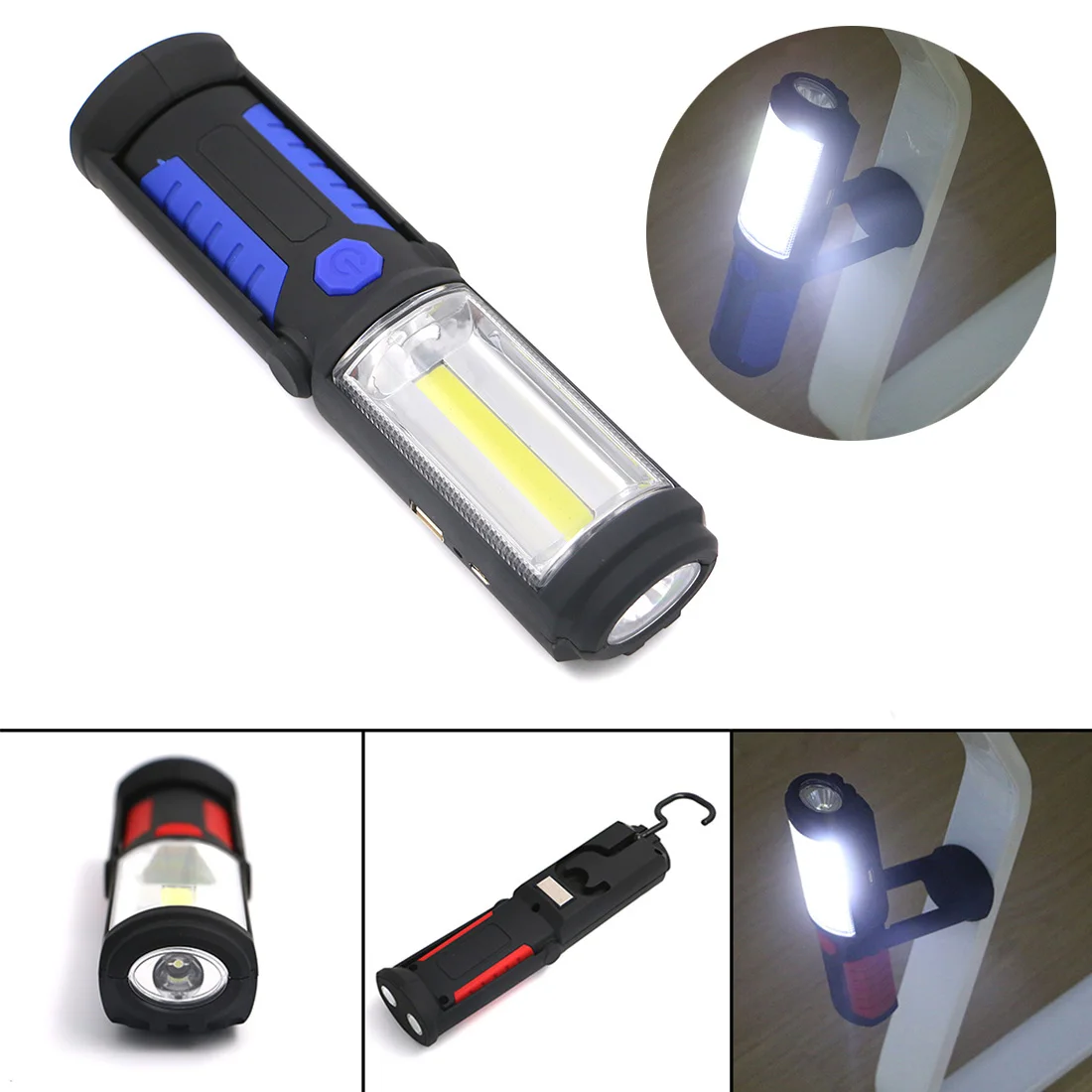 

Powerful Portable COB LED Flashlight Magnetic Rechargeable Light 360 Degree Stand Hanging Torch Lamp camping equipment
