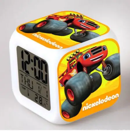 Blaze and Monster Machines светодиодный цифровой будильник часы reloj despertador de cateceira horloge digitale детские игрушки подарки - Цвет: Серебристый