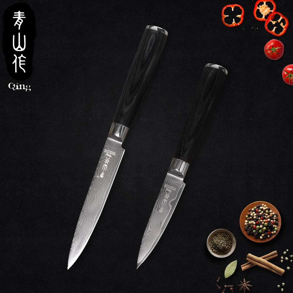 

QING Knives Sets Japanese Cooking Tools 5" Utility 3.5" Fruit Knife VG10 Damascus Steel Sharp Kitchen Knives High Quality