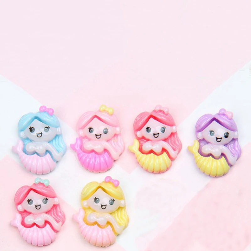 

10 Pcs/lot Cute Cartoon DIY Resin Patch Mermaid Figurine Crafts Toy Hair Storage Box Accessories Kids Craft Toy
