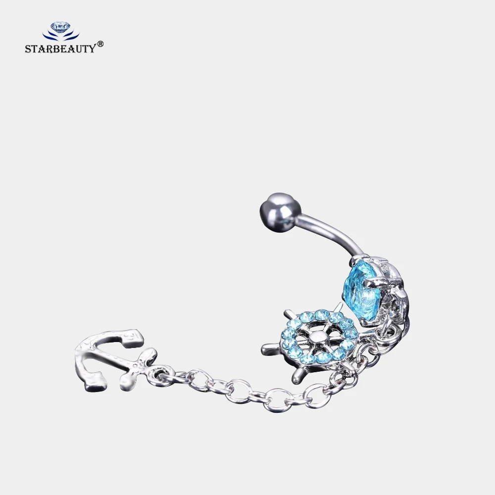 Rudder Boat Hook Belly Button Earring 14G Surgical Steel Belly Piercing Navel Earring Barbells