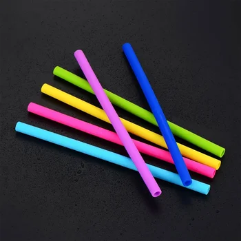 

200pcs Food grade silica gel drink draws 25cm silicone straight bent straws for bar home drinking straws wen6047