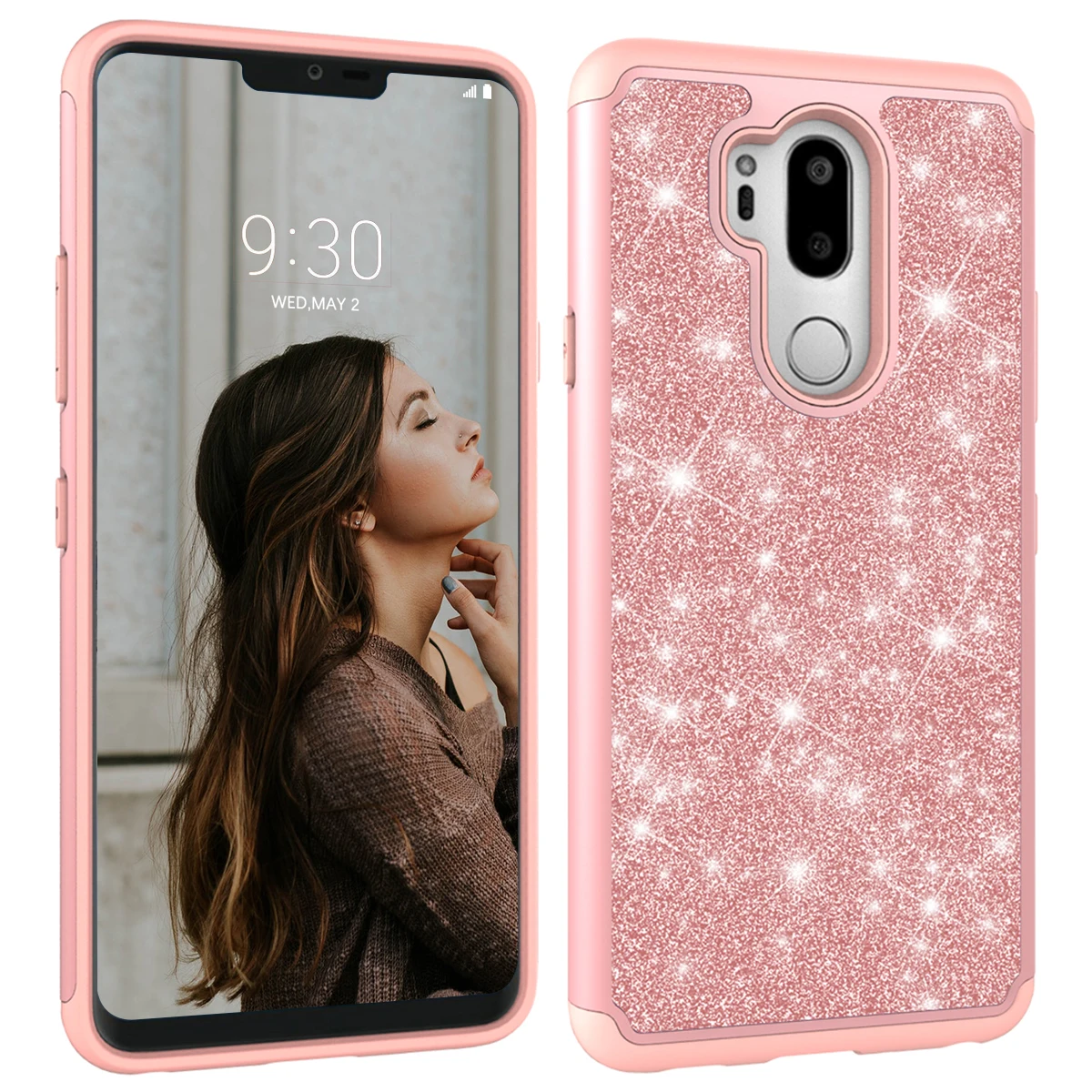

Luxury Case For LG G7 ThinQ Aristo 2 Cover 2 in 1 Glitter Bling Shockproof PC Silicone Hard Cover For LG K10 Stylo 4 X Power2