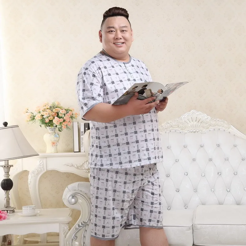 Плюс размер 5XL Шорты пижамные наборы мужские летние пижамы с коротким рукавом