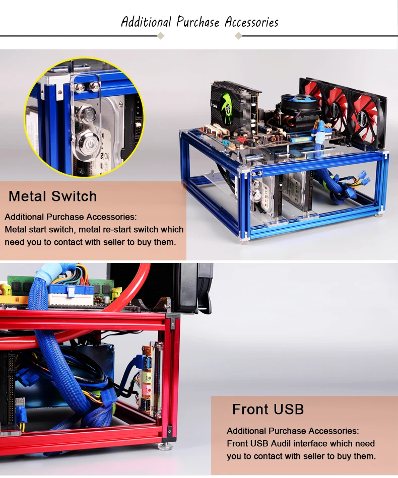 QDIY PC-JMK9 Mini ITX открытая Оголенная компьютерная Рама Алюминиевый корпус водяное охлаждение платформа чехол для компьютера