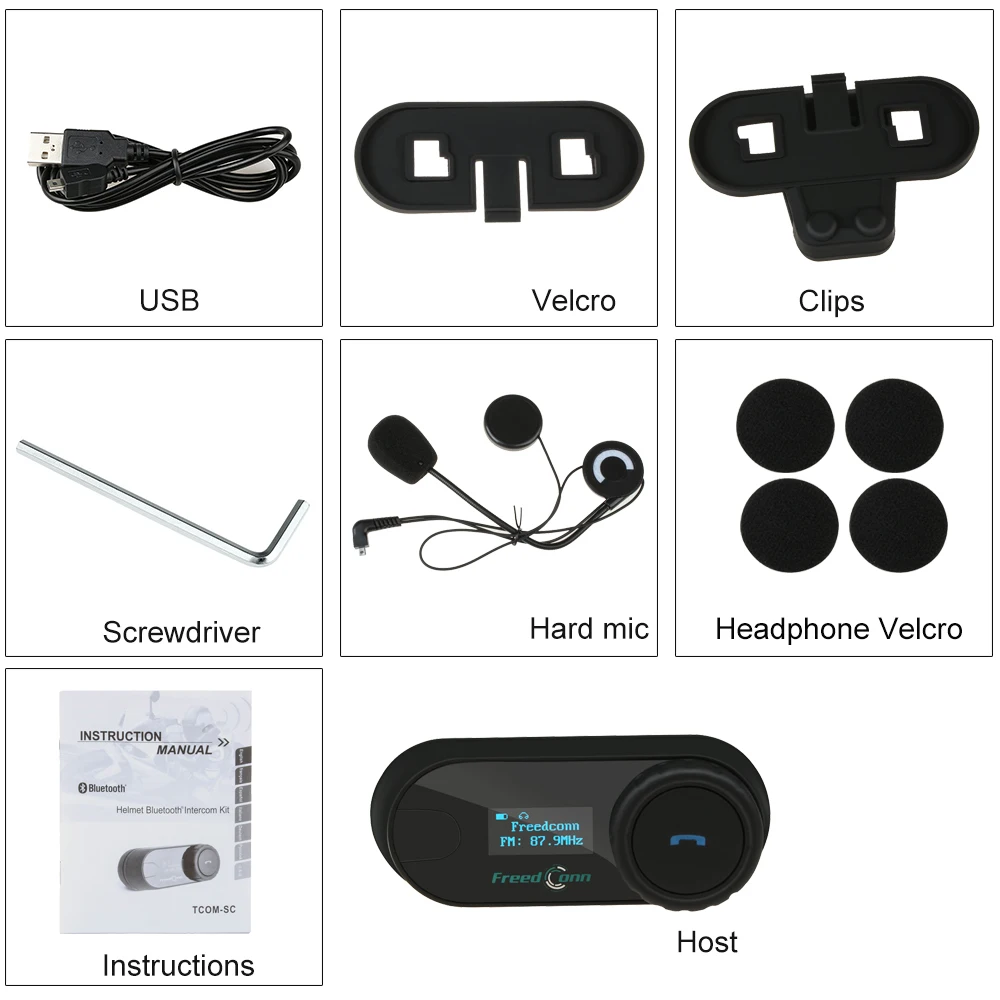FreedConn 2 шт. обновленный TCOM-SC BT Bluetooth мотоциклетный шлем домофон гарнитура с ЖК-экраном+ FM радио