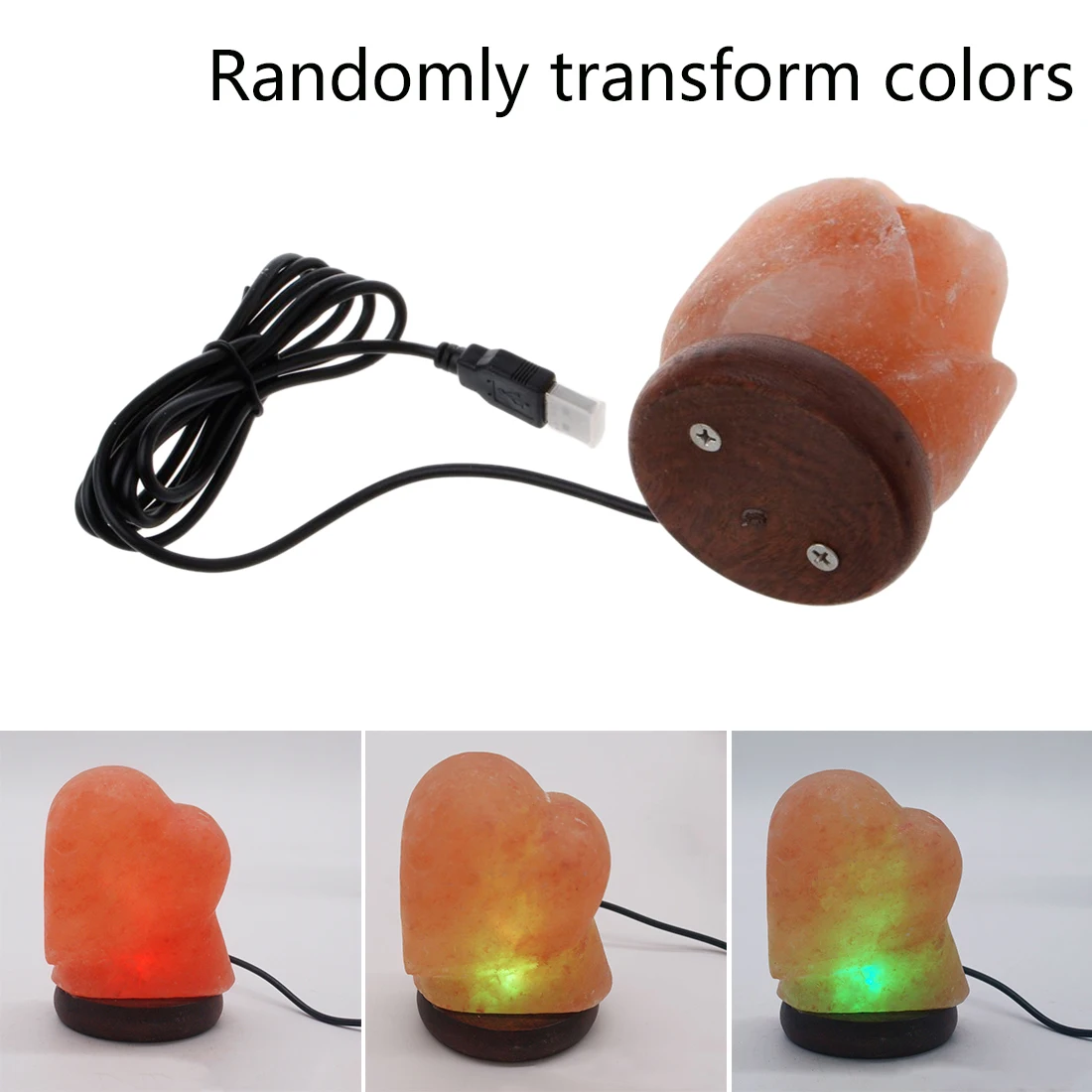 

Natural Himalayan Salt LED Lamp Creative Crystal Light Table Lamp Bedroom Lava Lamp Heart Air Purifier Night Light