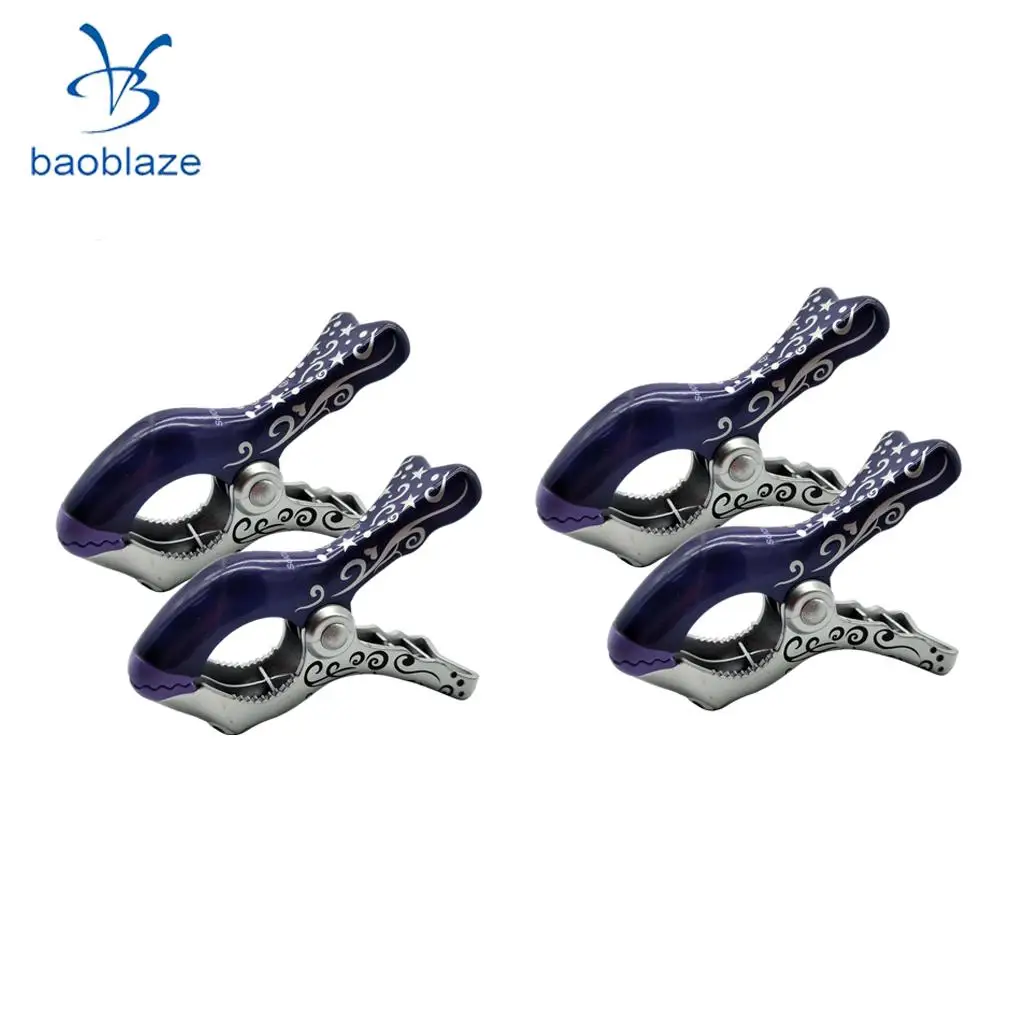 4 pieces Beach Towel Clips Clothes Quilt Clamp Holder Lounge Chair Peg  