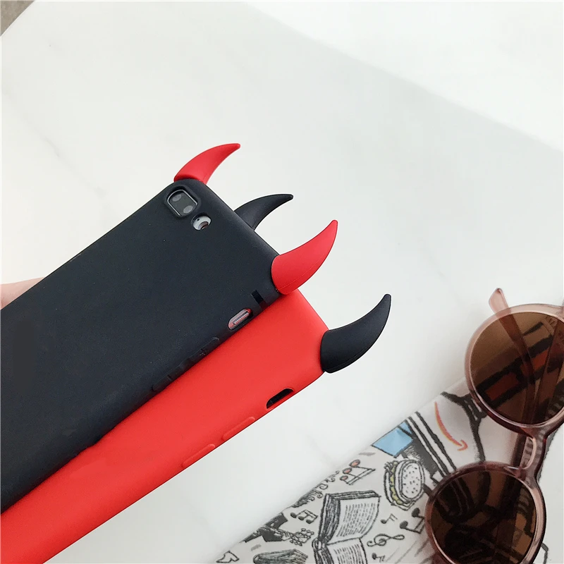 Мягкий силиконовый черный чехол Devil Horns Demon Angle Cover для huawei P20 Lite P30 Pro P8 P9 P10 Plus P Smart mate 9 10 20 X