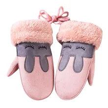 Модные зимние перчатки для маленьких девочек и мальчиков; милые детские перчатки с принтом кролика для мальчиков и девочек; теплые перчатки с длинными пальцами
