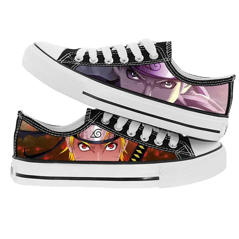 Ceny Anime materiałowe buty z nadrukiem Naruto uchiha sasuke Cosplay mężczyźni kobiety mieszkania miłośnicy oddychające dorywczo adidasy do biegania unisex