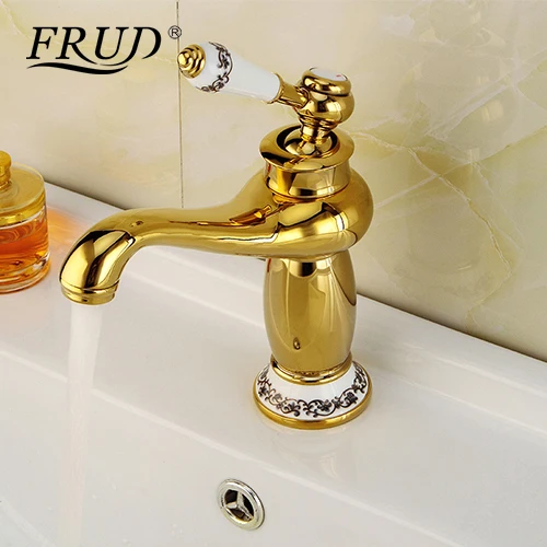 

FRUD Basin Faucet Modern Faucet Bathroom Faucet Gold Finish Hot & Cold Basin Sink Faucet Single Handle with Ceramic Tap Y10172
