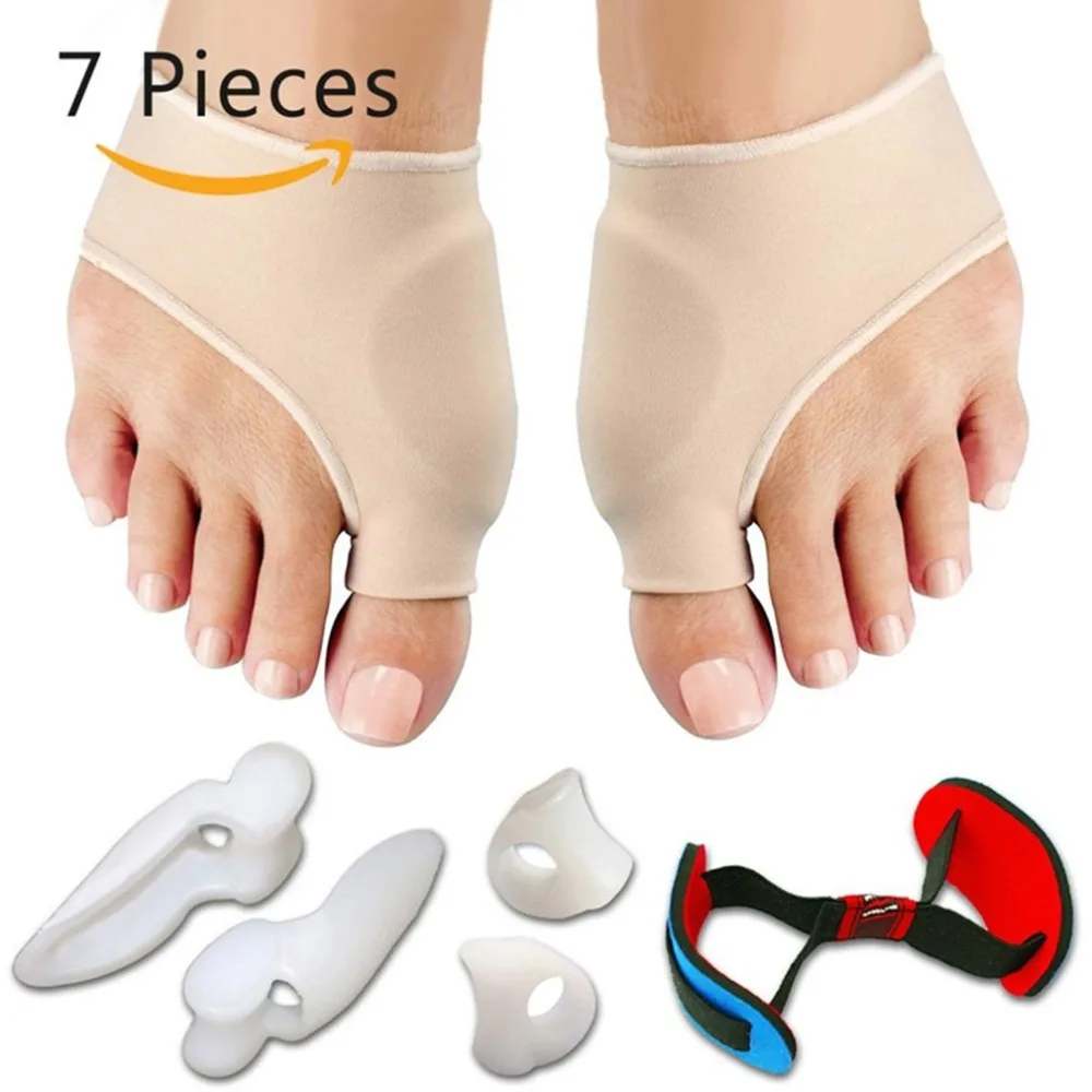 7Pcs Set Bunion Sleeves Hallux Valgus Corrector Alignment Toe Separator Metatarsal Splint