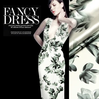 

Elegant fabric Heavy digital inkjet printing of silk fabric Silk Fabric Stretch Satin clothing material Snow White Magnolia