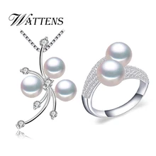 Жемчужные Ювелирные наборы богемное серебро 925 пробы натуральный жемчужный кулон ожерелье двойной жемчуг бусины кольца для женщин Свадебные Вечерние