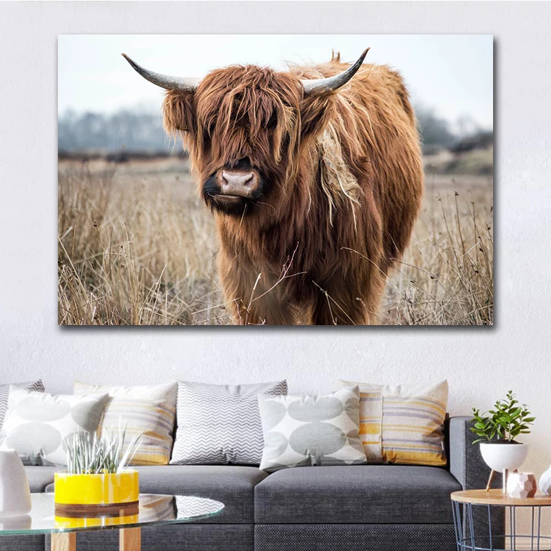GOODECOR настенное искусство свобода Highland Корова печать и постер крупного рогатого