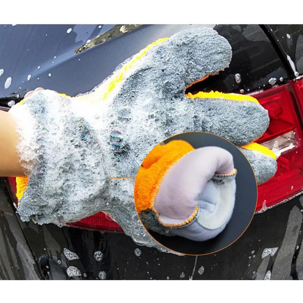 Dragonpad двухсторонние коралловые флисовые 5-пальцевые перчатки для уборки из микрофибры для уборки дома инструмент для мытья окон инструмент для ухода за автомобилем