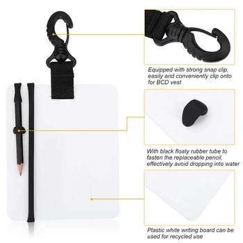 

Dive Underwater Writing Slate Diving Wordpad Gear Board With Swivel Clip And Pencil For Water Sports Diving Swimming